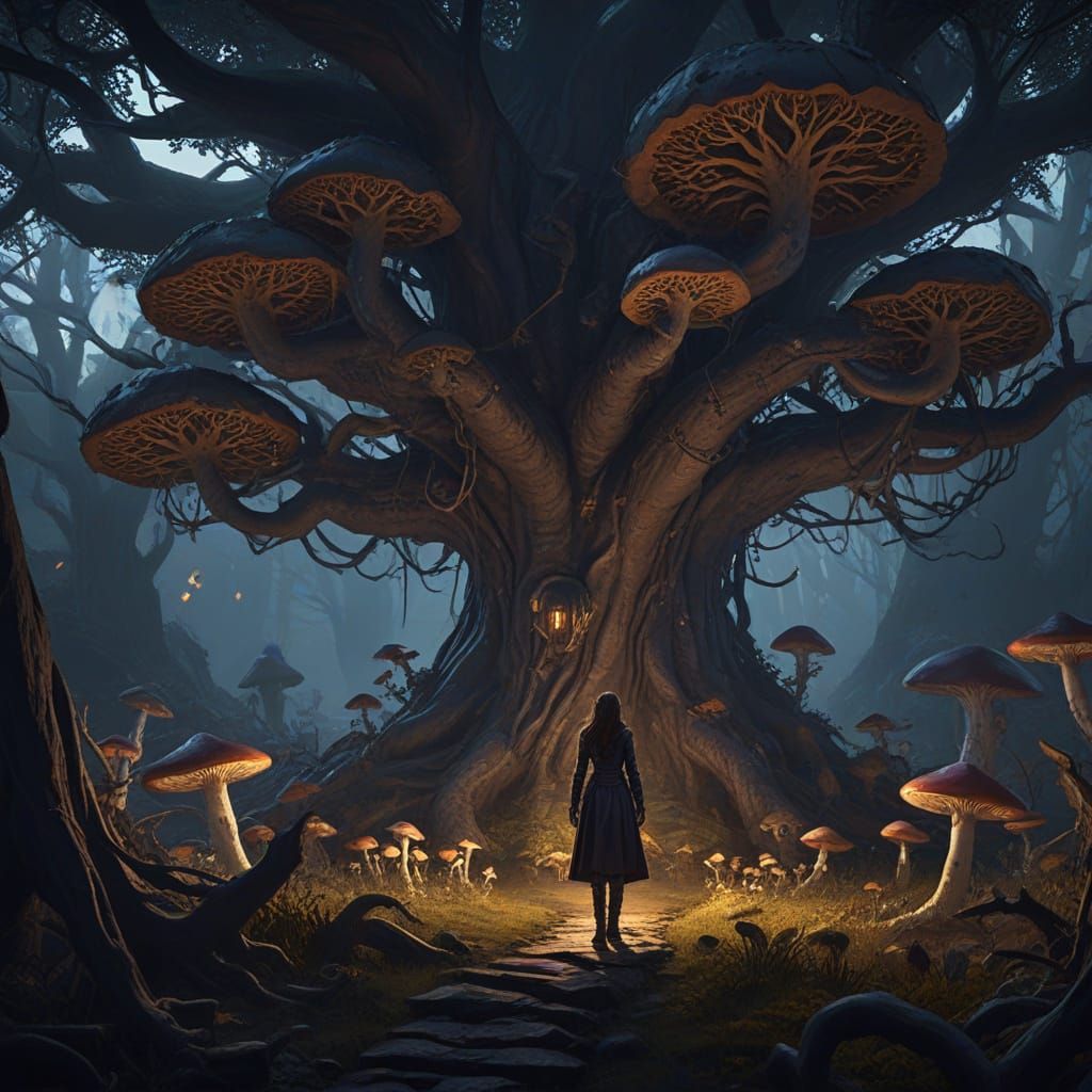 Dark Wonderland's Twisted Queen in Vibrant, Eerie Splendor