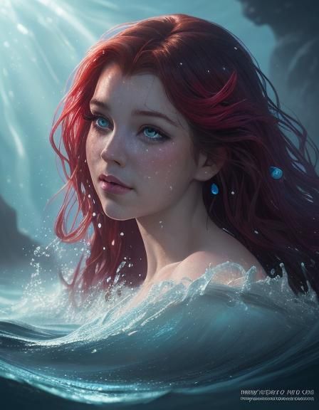 Hyperrealistic Little Mermaid with Shining Eyes