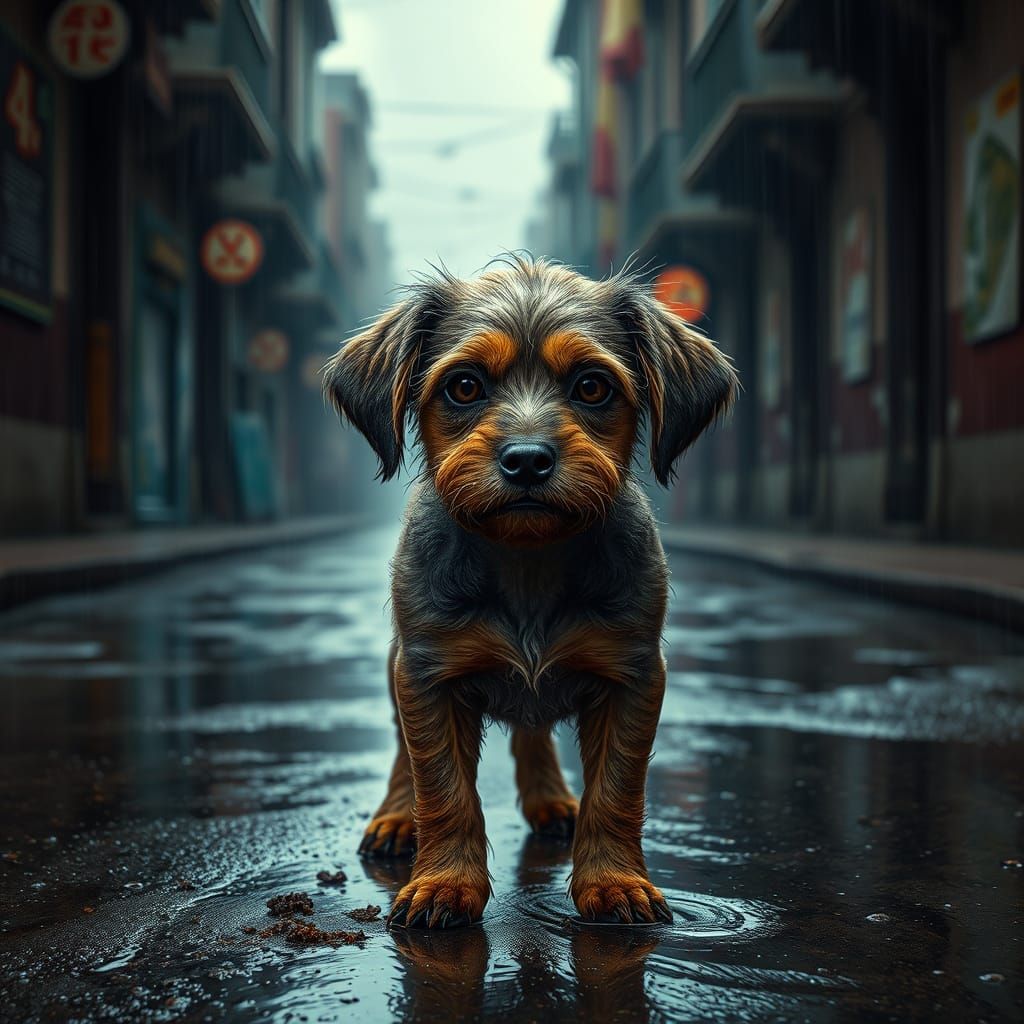 Lonely Dog in the Rain