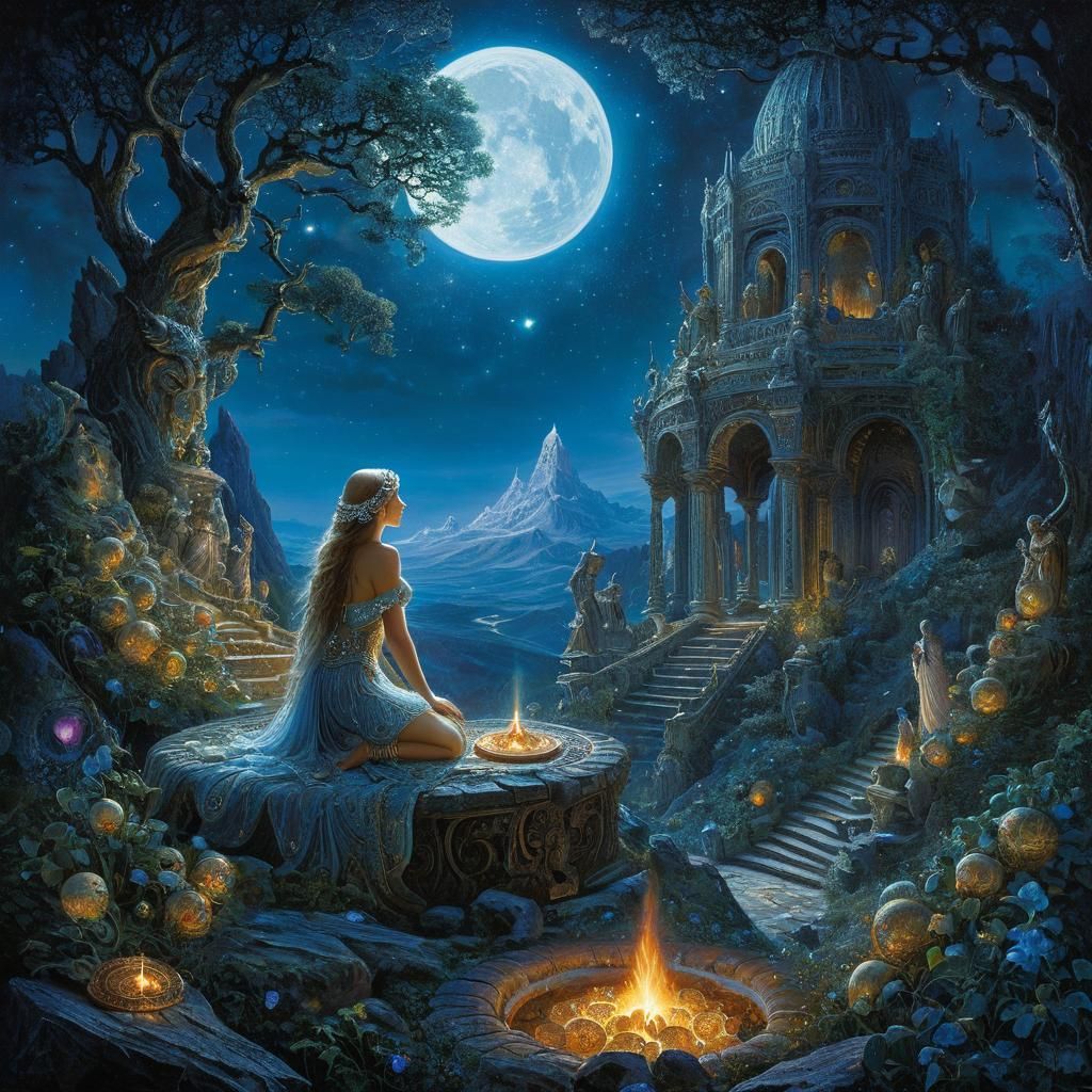 Ethereal Moon Sacrifice in Romanticist Style