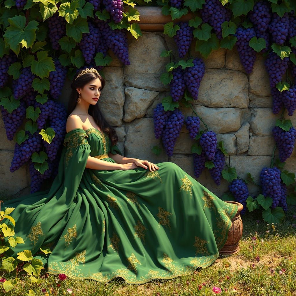 Florence, Wine Queen in Sunlit Vineyard