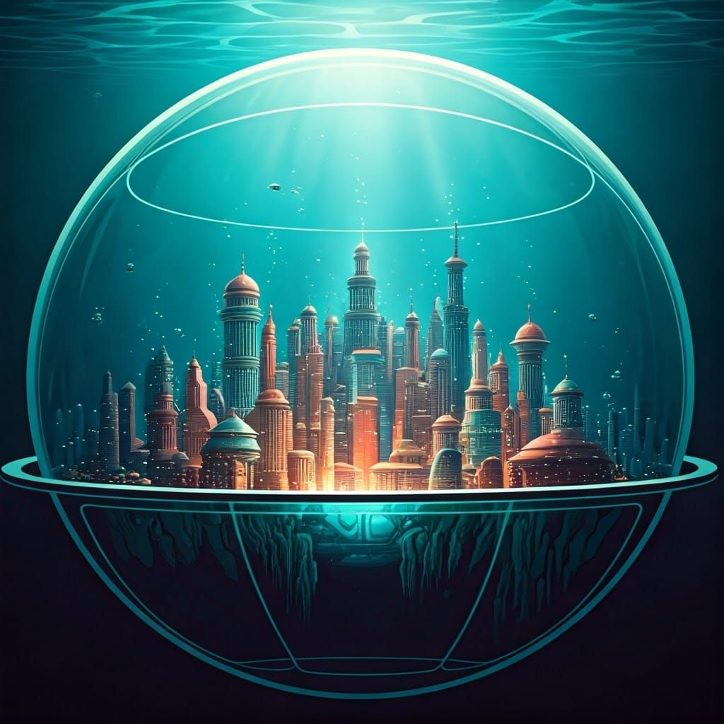 Retro-Futuristic Underwater City of Atlantis