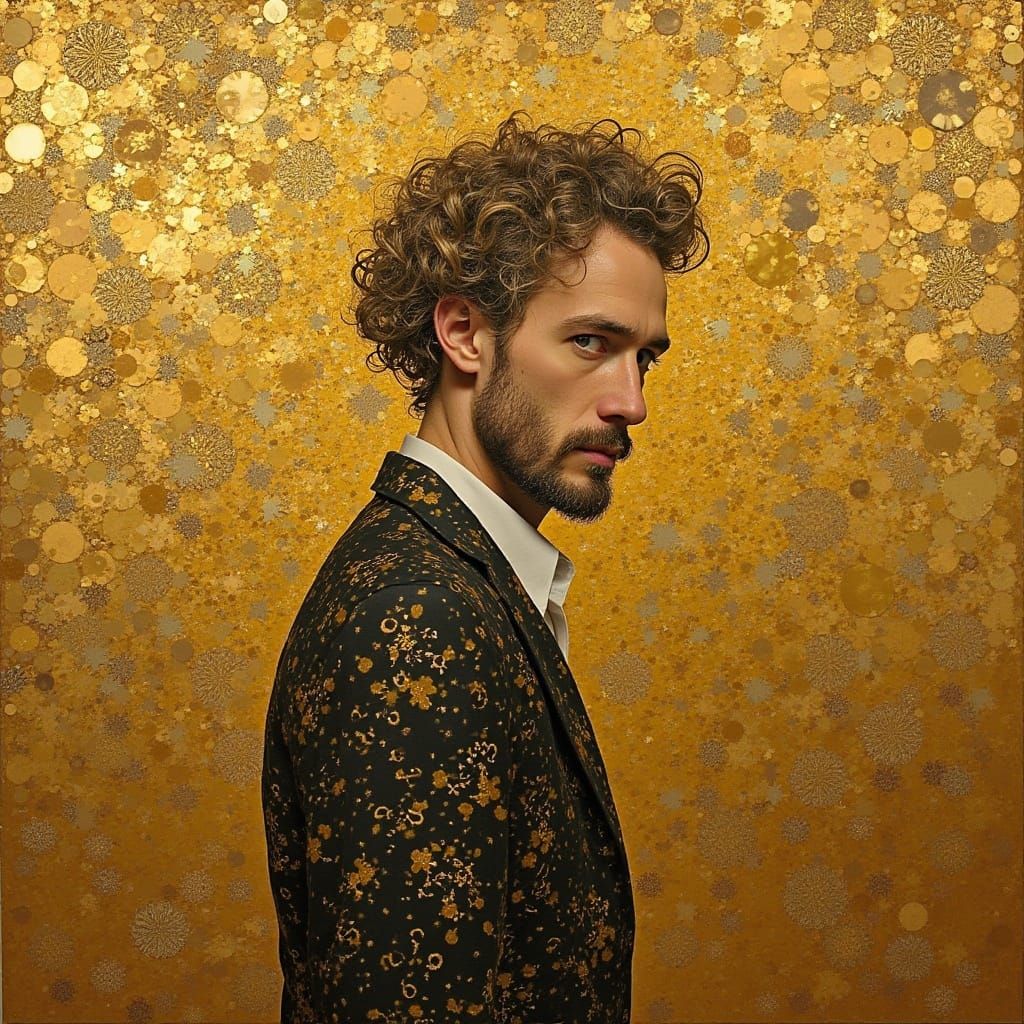 Golden Self-Portrait of an Art Nouveau Master