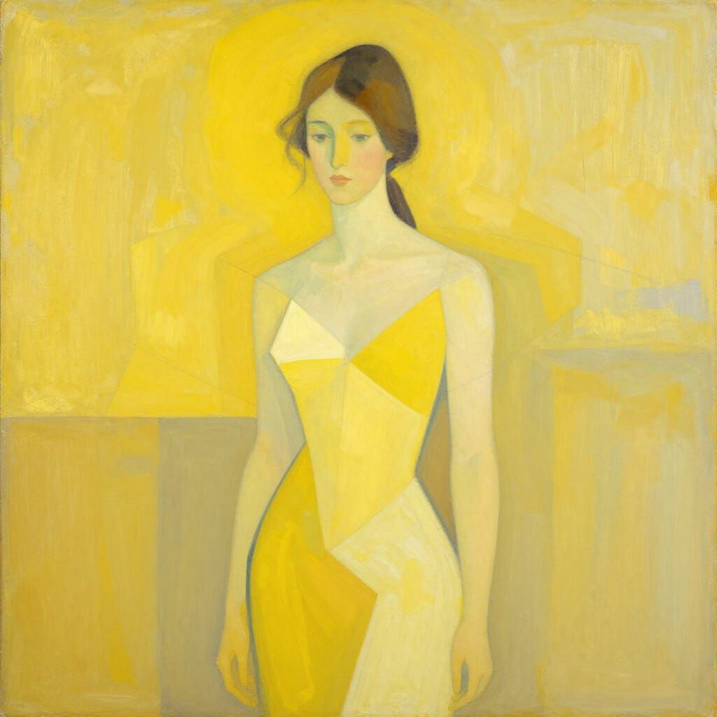 18th Century Woman in Bold Abstract Geometric Style