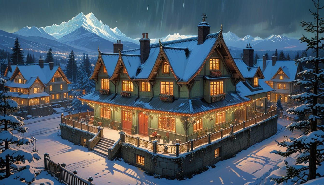 Jolly Santa Claus in Whimsical Winter Wonderland