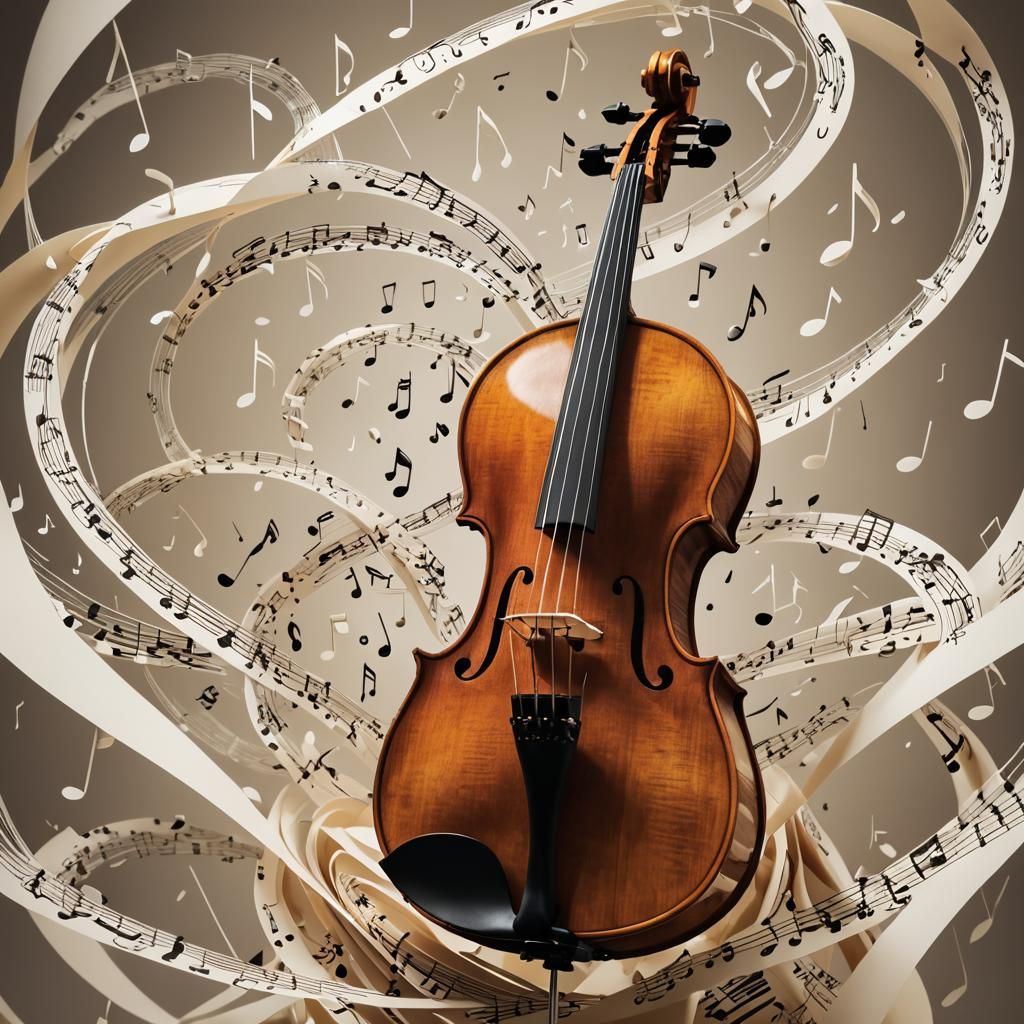 Harmonious Violoncello Double Exposure in Origami Style