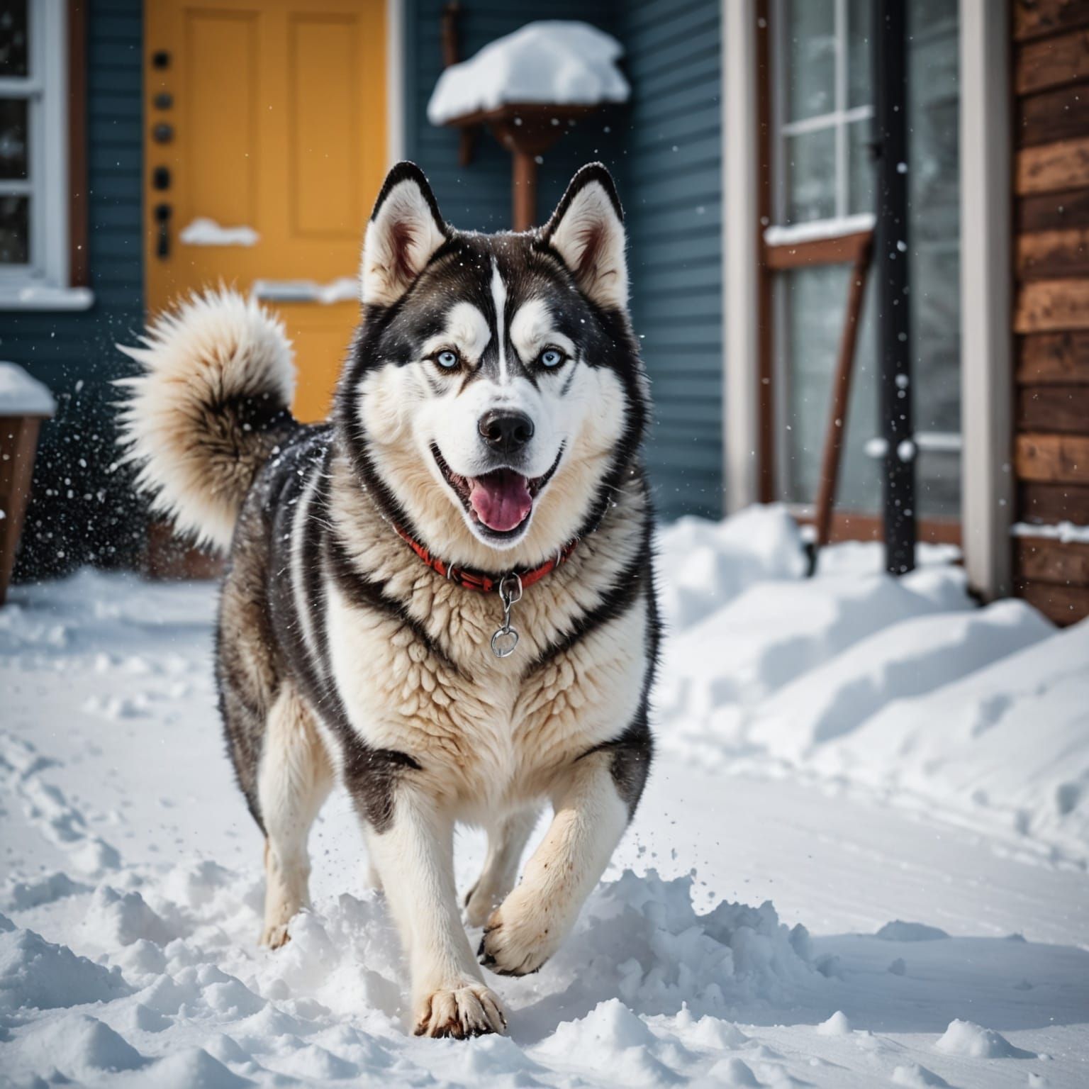 Husky Shovels Snow Abstract Art