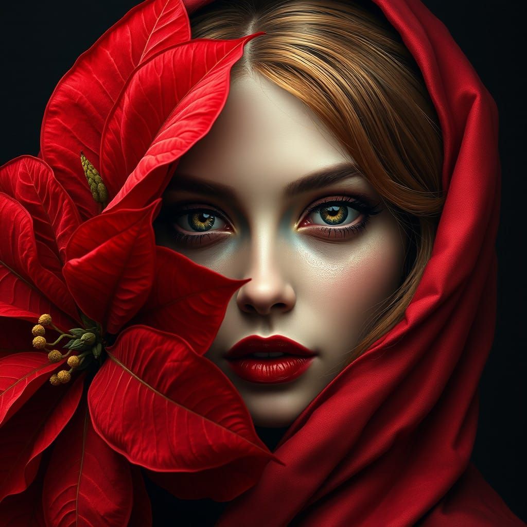 Mysterious Woman Adorned in Lavish Floral Splendor