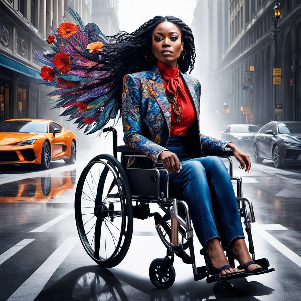 Empowered Wheelchair Designer in Impressionist Style