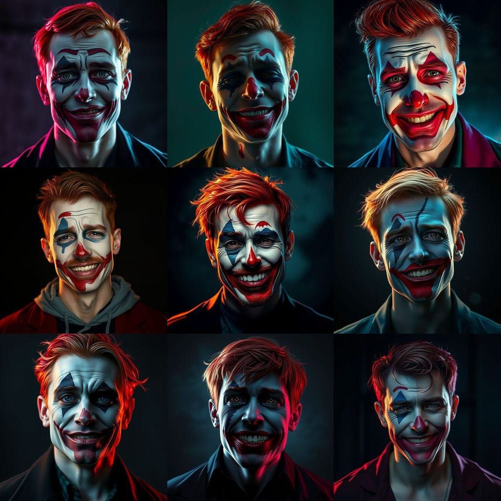 Contrasting Emotions: Dystopian Portrait with Joker Makeup
