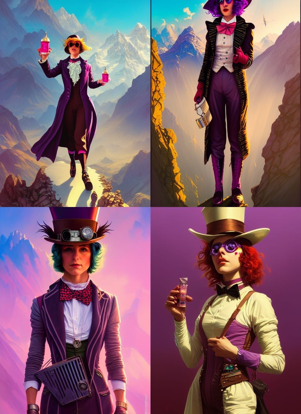 Willy Wonka Woman in Sound of Music, Cyberpunk Art