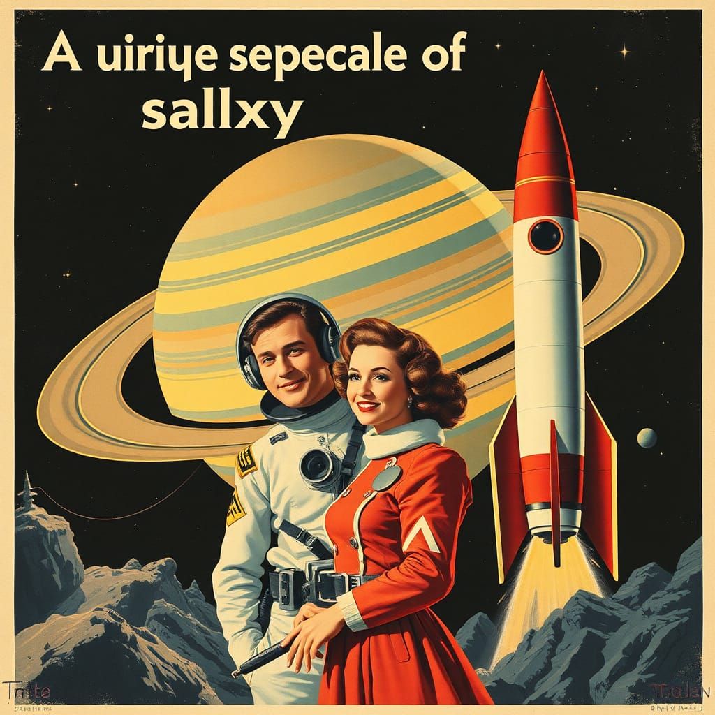 Vintage Travel Poster: A Unique Spectacle in the Galaxy