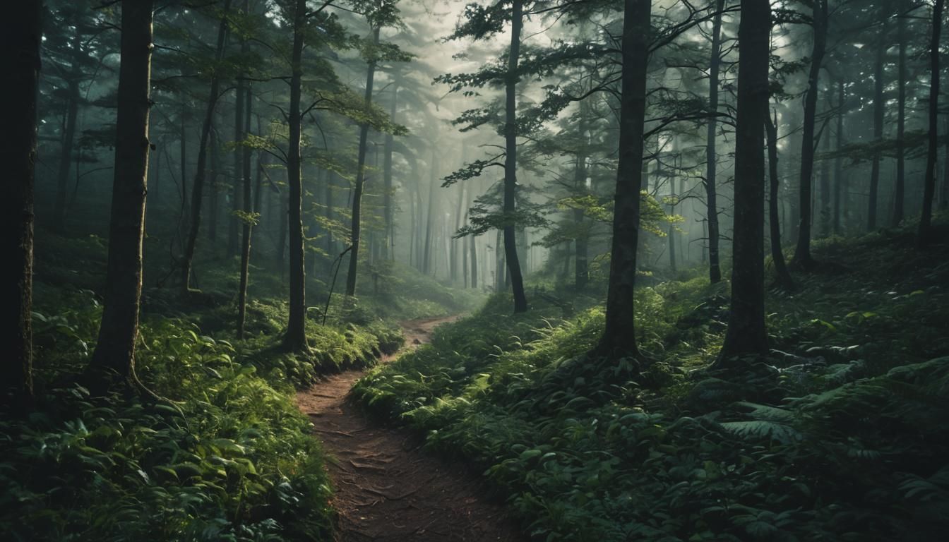 Cinematic Forest Path in Soft Light