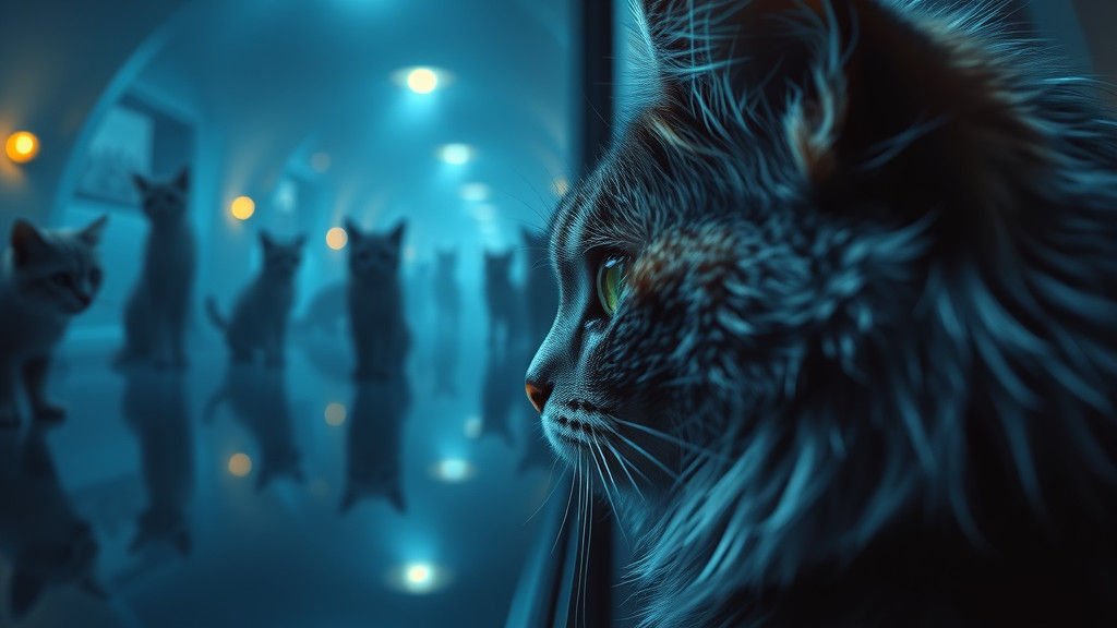 Infinite Cat Corridor: A Surreal Reflection