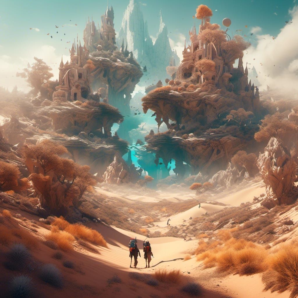 Desert Mirage Double Exposure in Detailed Matte Painting