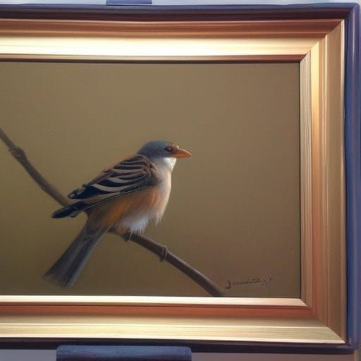 Humorous Bird in Gurney-Style Oil Painting