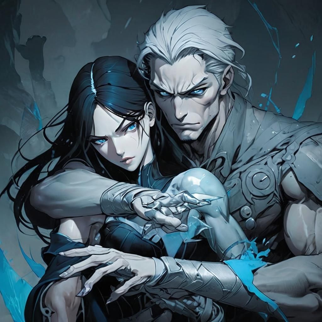 Dark Fantasy Manga Illustration of Two Gaunt Figures