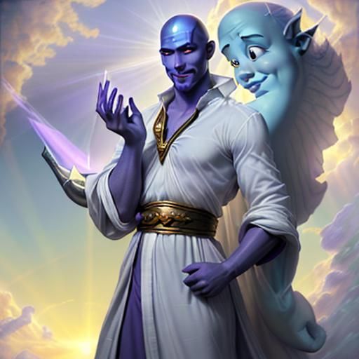 Genie Portrait in Heaven: Hyperdetailed Fantasy Art