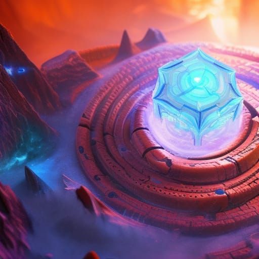 Fantasy Space Fire and Ice Cube in Detailed Painting