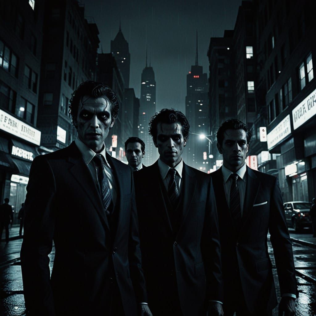 Modern Vampires Prey in Dark, Cinematic Cityscape