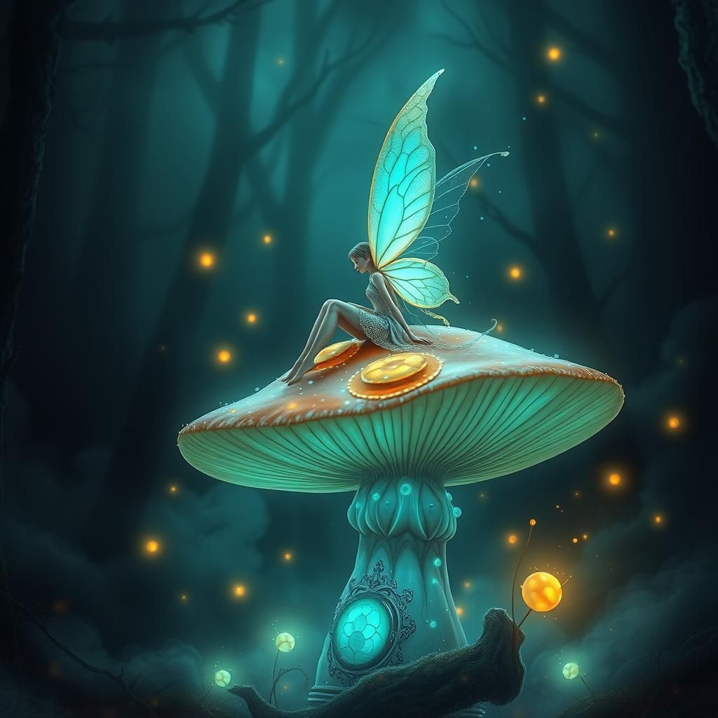 Bioluminescent Fairy Queen in Mystical Forest