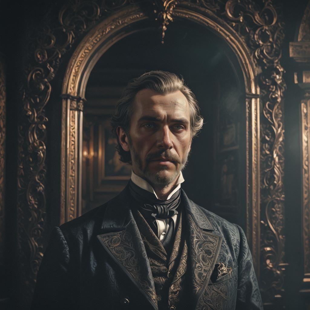 1800s Man in Shadow: Photorealistic 8K Portrait