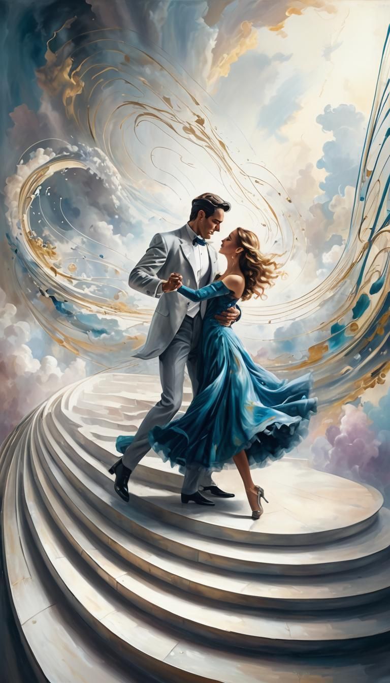 Dreamlike Ballroom Dance in Surreal Oil Painting Style