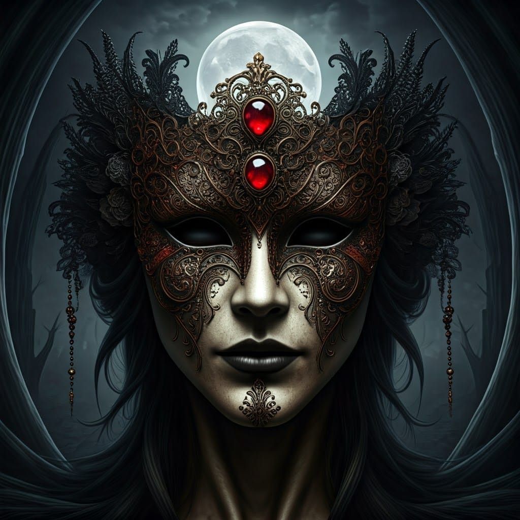 Sinister Halloween Mask in Dark Surrealist Style