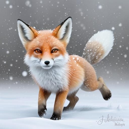 Fox's Joyful Dance in Winter Wonderland