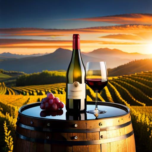 Wine Still Life in Hyperdetailed Matte Painting Style