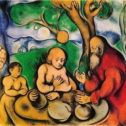 Eden Gazebo Scene in Cubist Surrealist Style