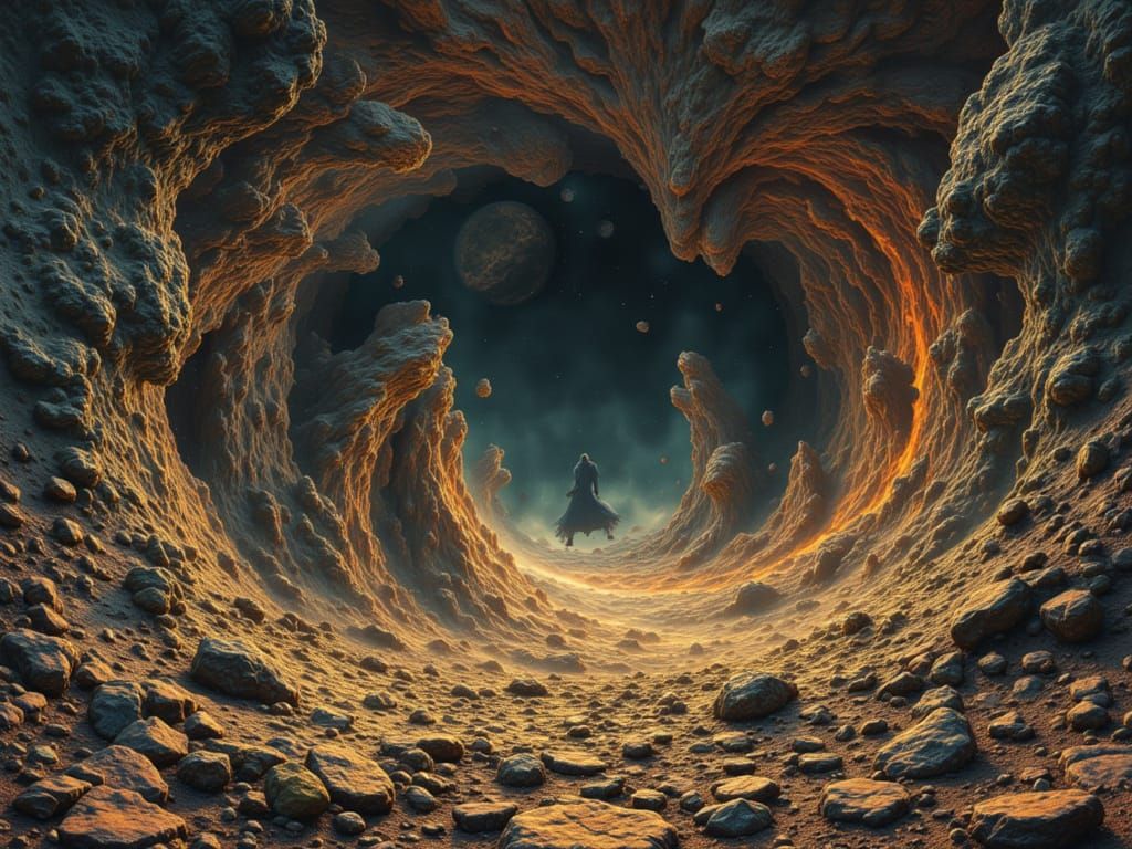 Alice in Fractal Vortex: A Horror Scene