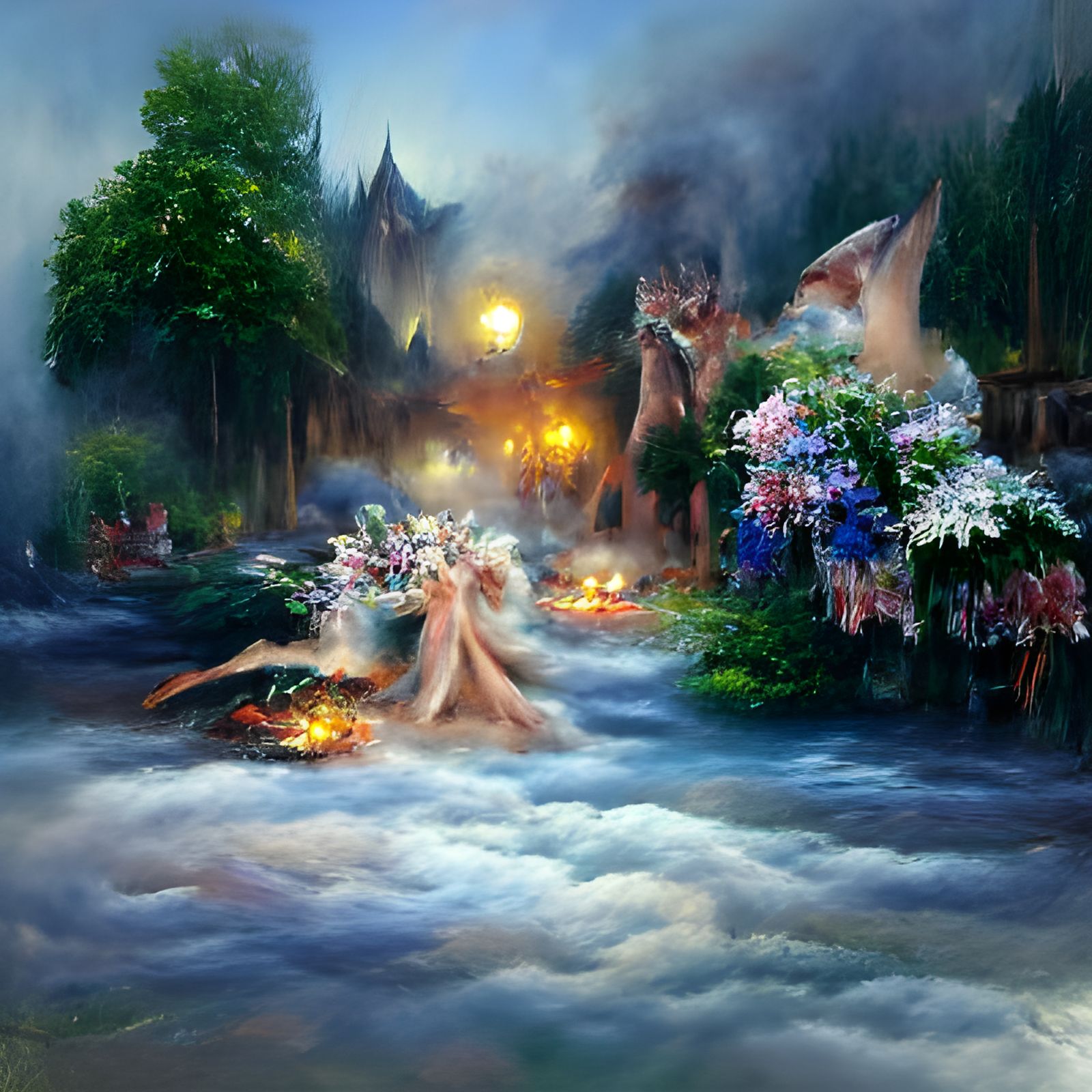 Ethereal Kupala Night Fantasy in Kinkade Style