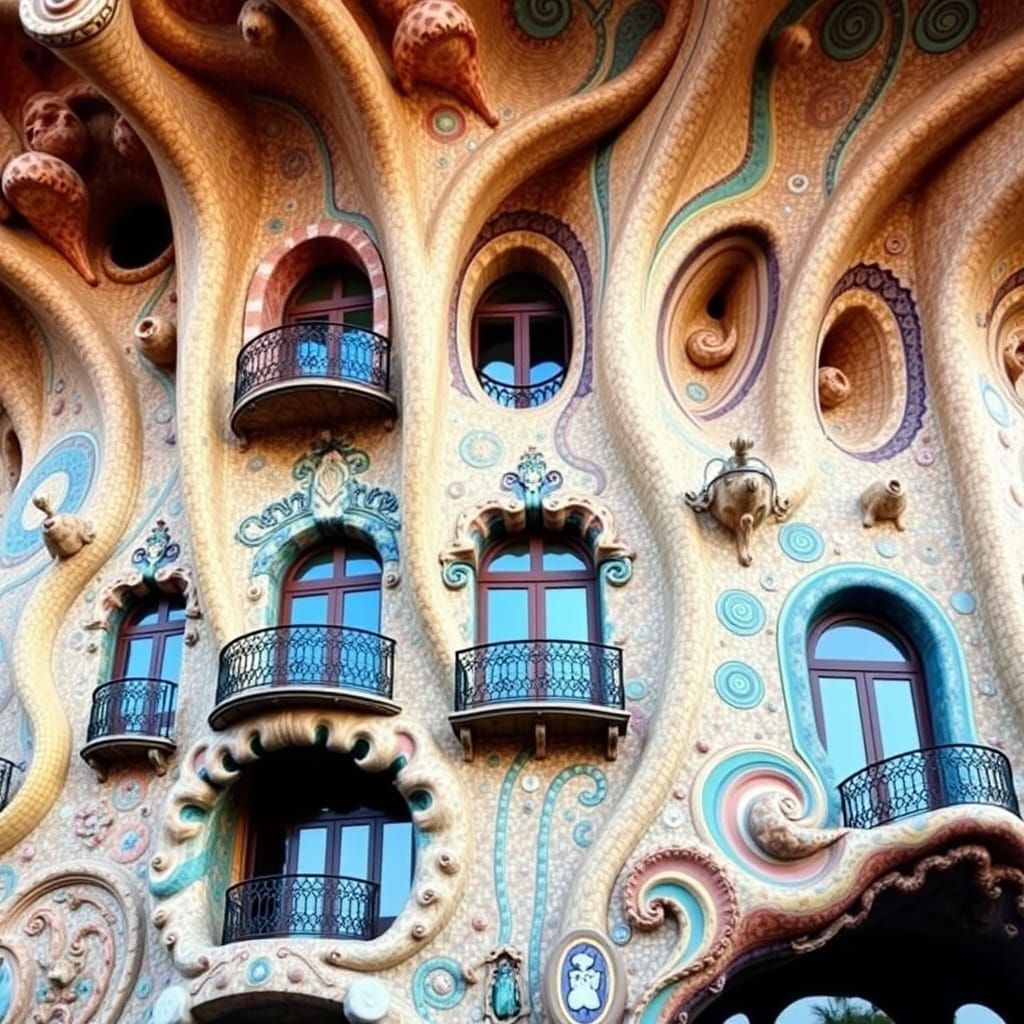 Whimsical Modernist Masterpiece with Organic Shapes