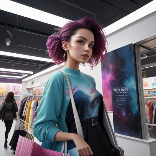 Celestial Chic in a Futuristic Mall
