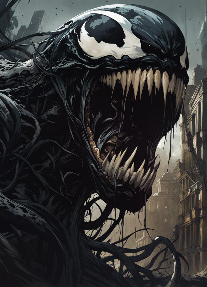 Venom Symbiote in Post-Apocalyptic Cityscape
