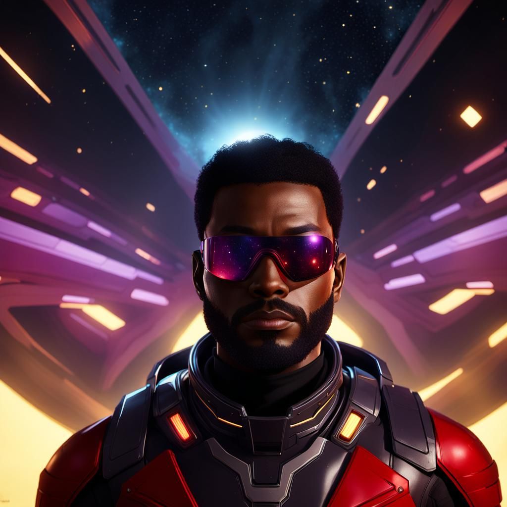Heroic Black Space Ranger in Deep Space