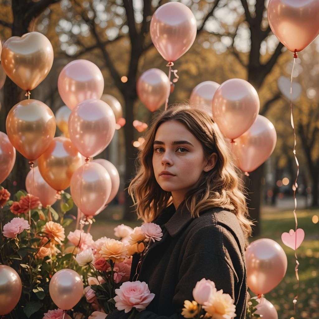 Emma Surrounded by Valentine's Day Flowers