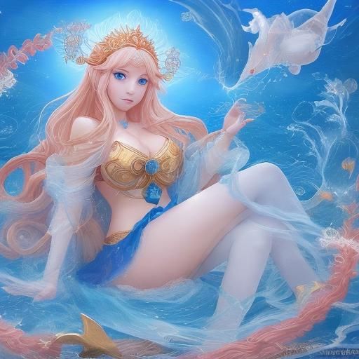 Anime-Style Sea Goddess in Japanese Manga Art