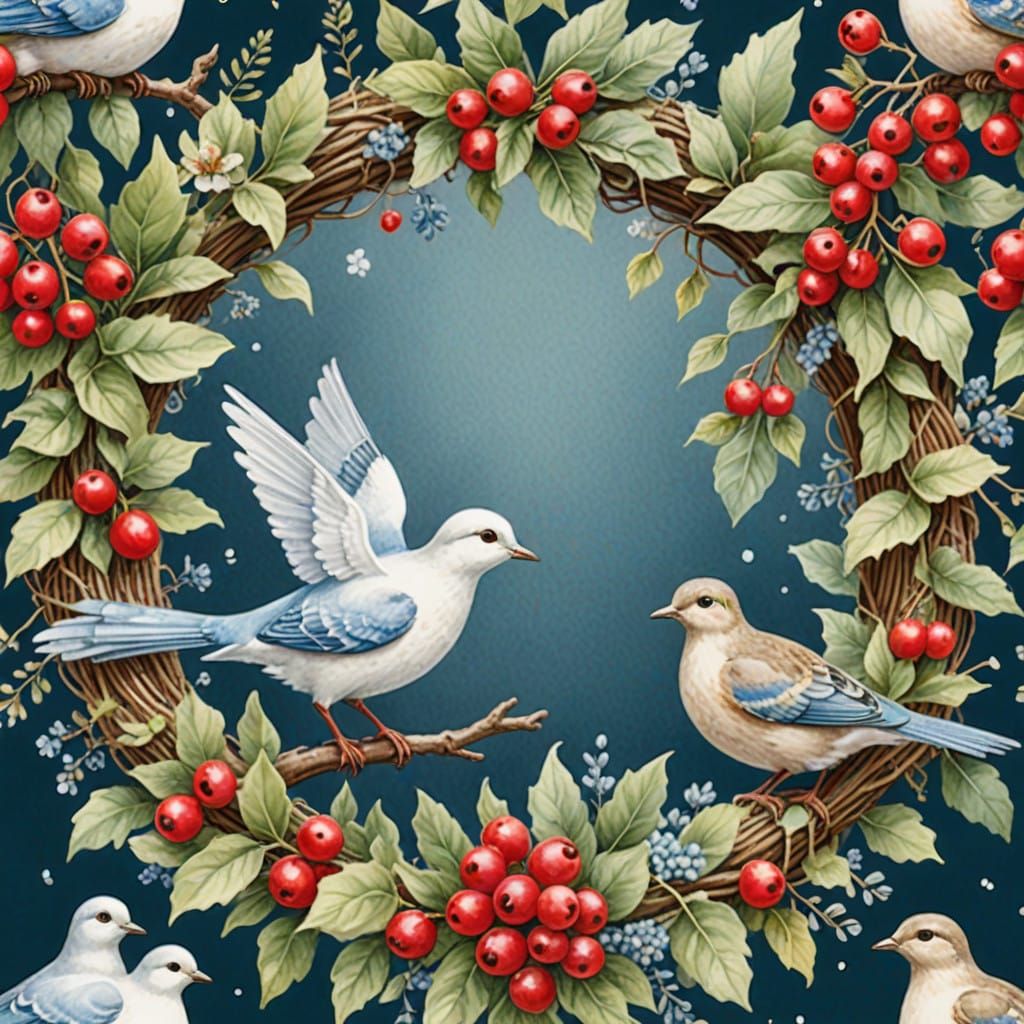 Ethereal Christmas Scene with Wreath and White Dove