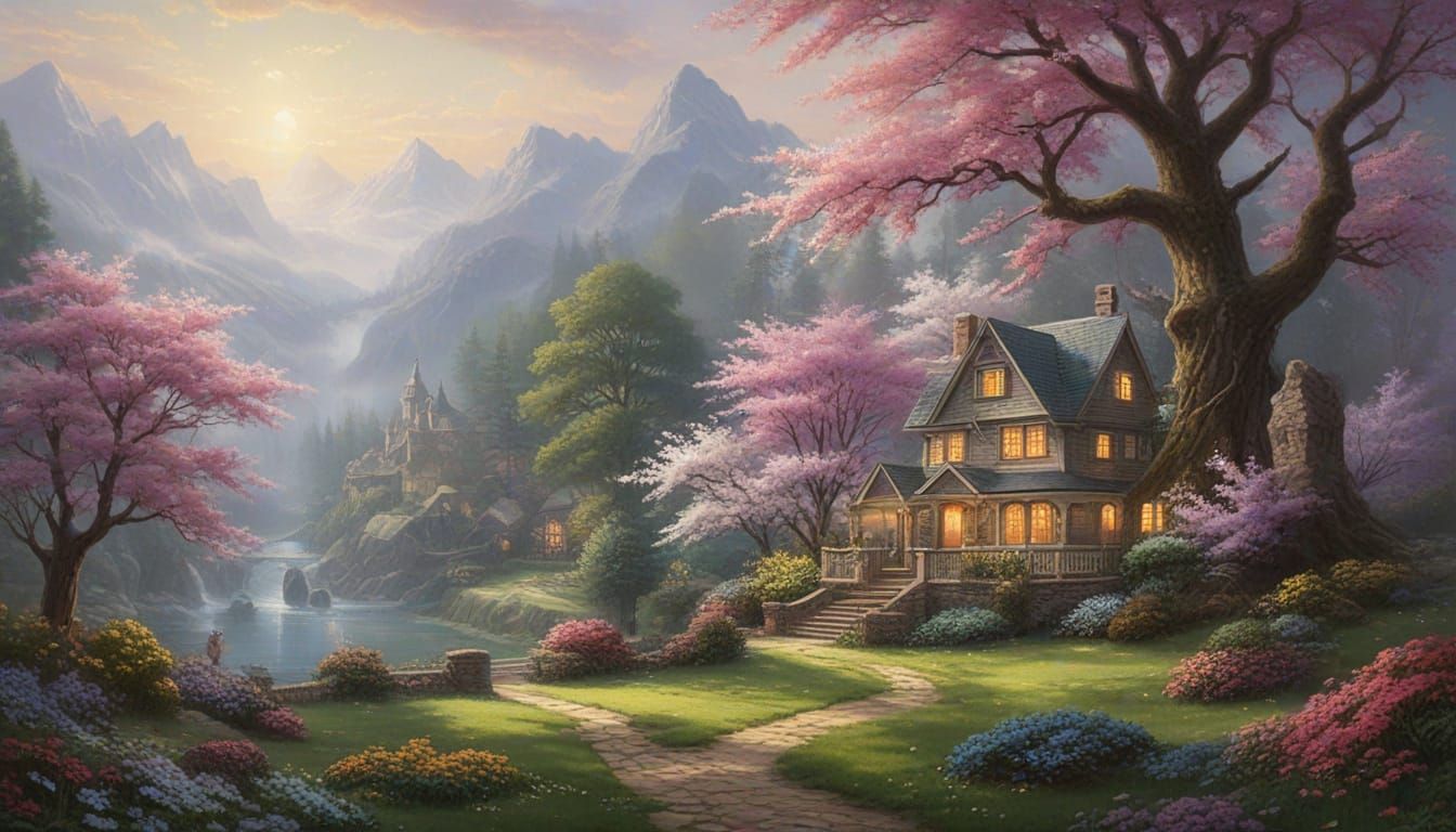 Ethereal Spring Fantasy in Hyperdetailed Mist
