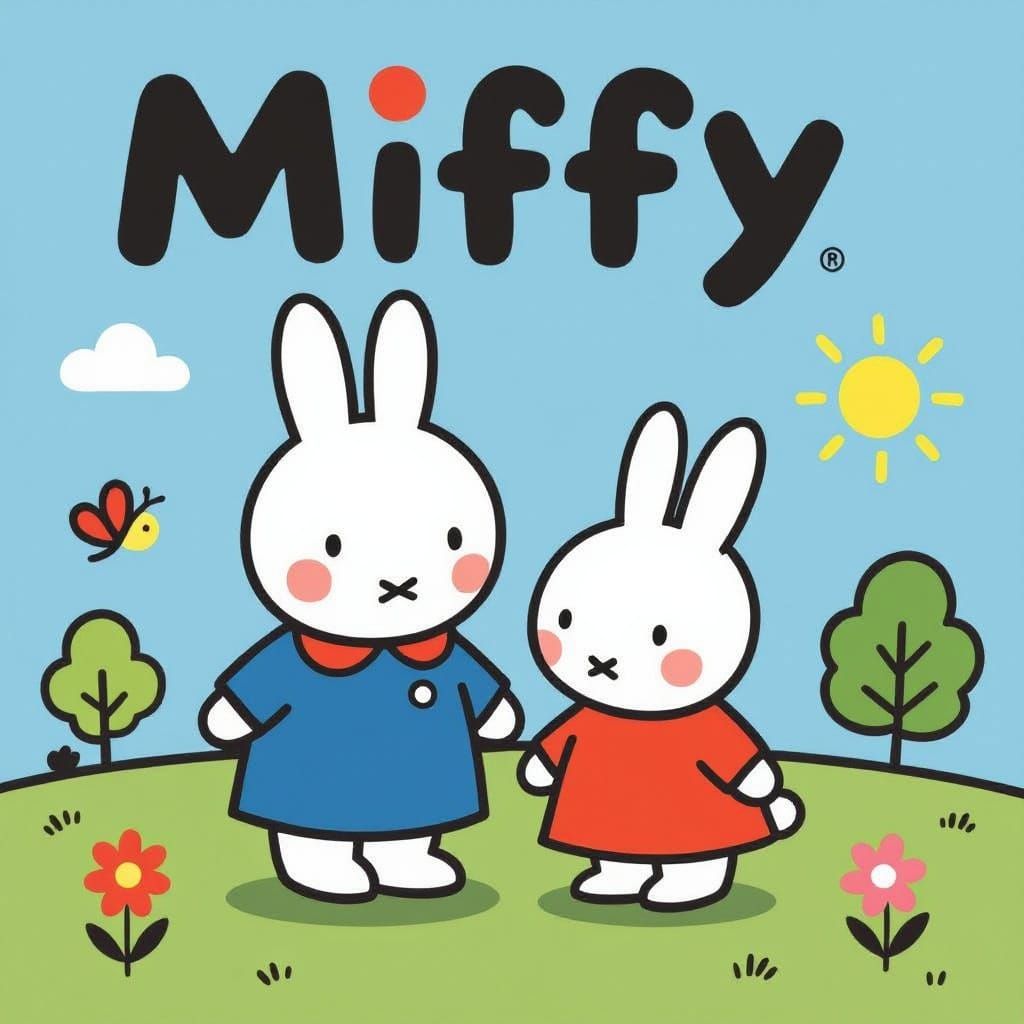 Miffy Character in Minimalist Flat Design Style