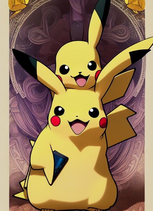 Pikachu in Tokyo Streetwear: Art Nouveau Portrait