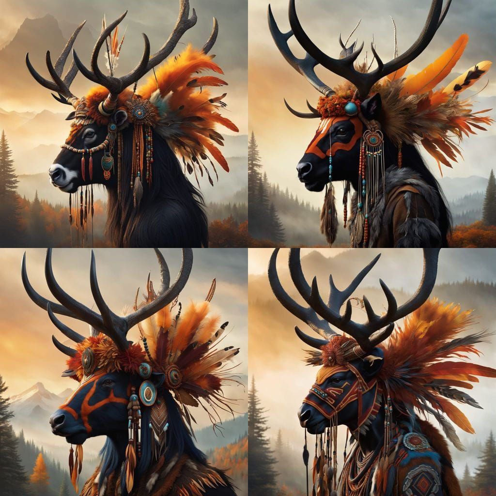 Native American Spirit in Fall Landscape