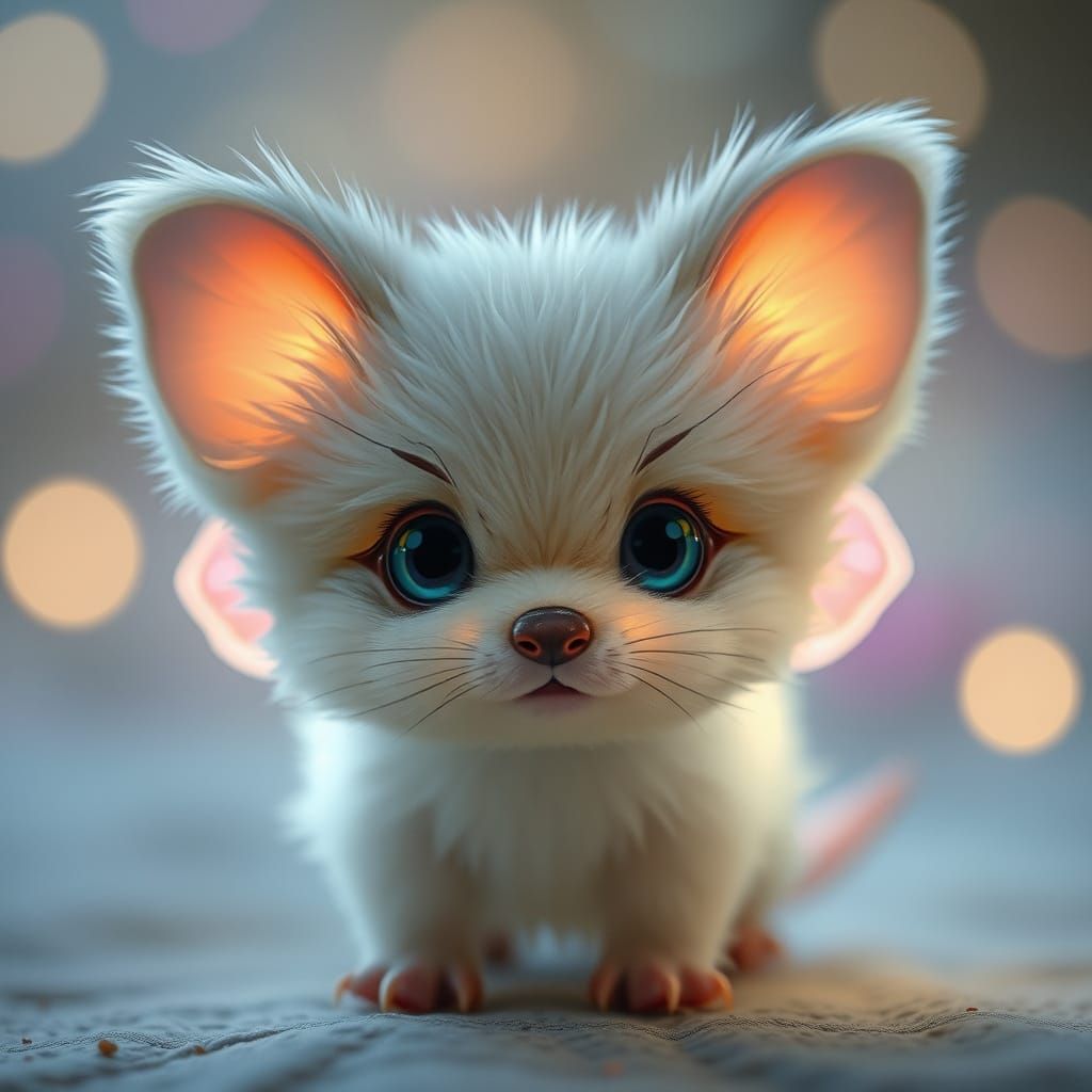 Whimsical, Dreamy Creature with Pastel Moth Wings and Puppy ...