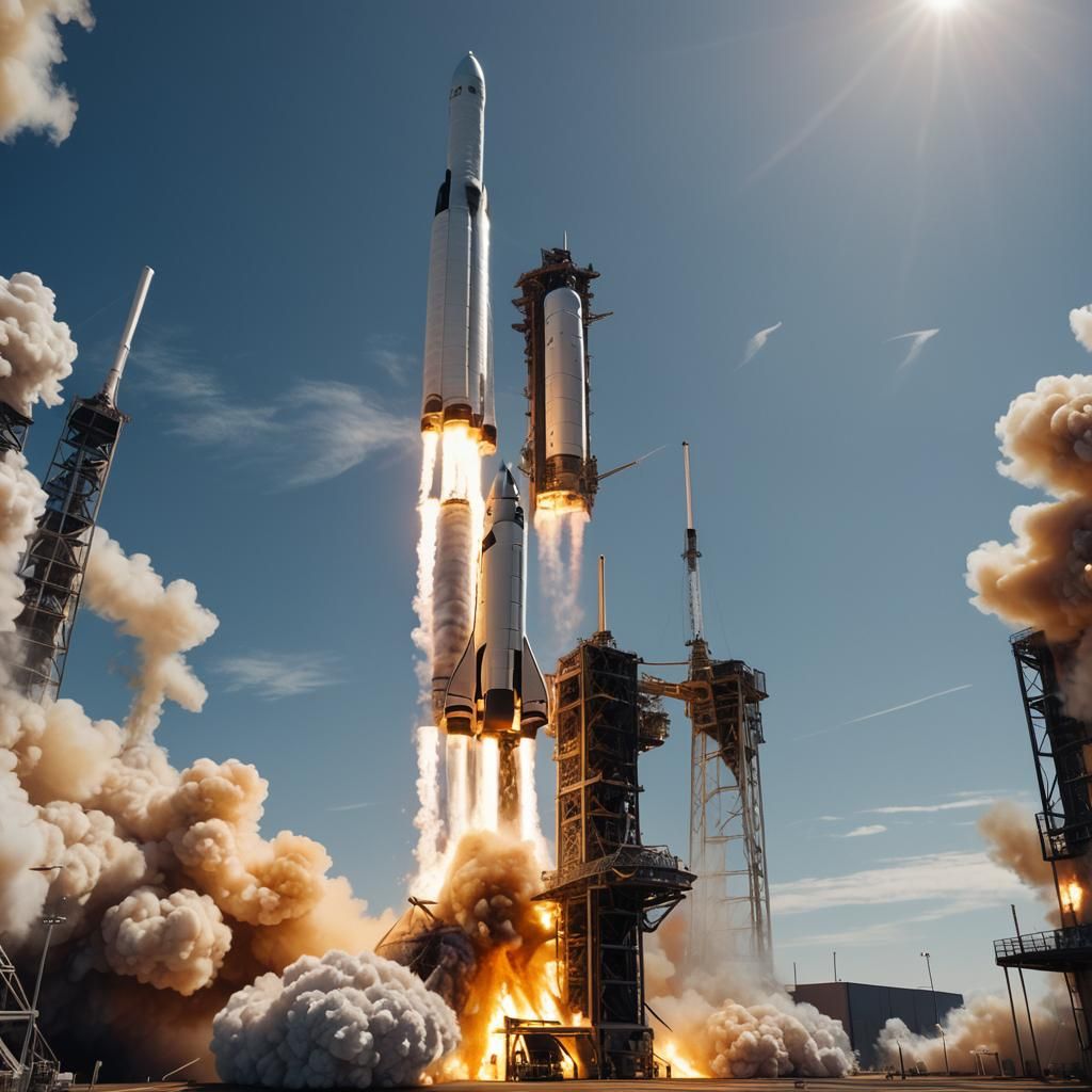 SpaceX Rocket Launch in Hyper-Realistic Digital Art