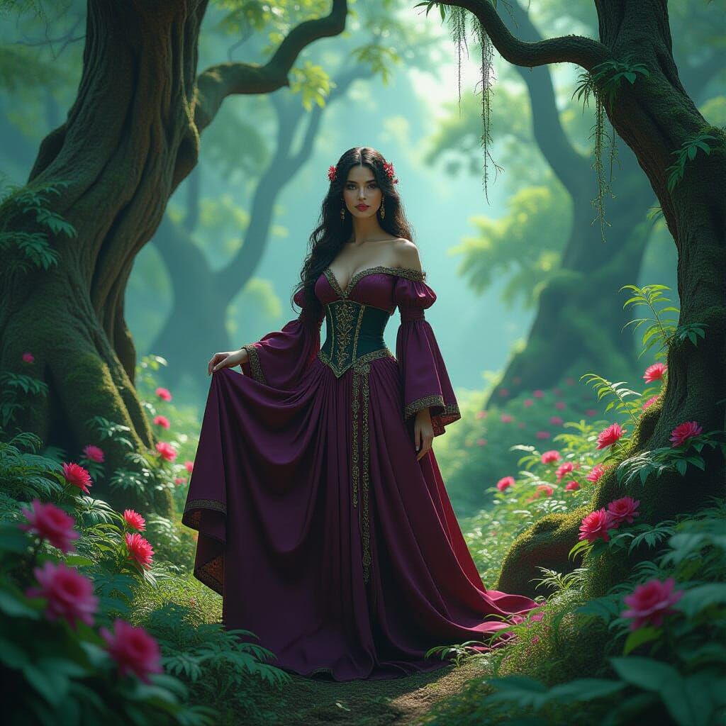 Actress in Mystical Forest: Fantasy Concept Art
