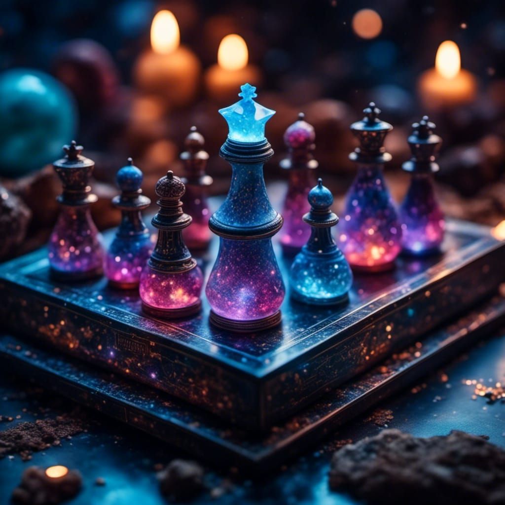 Sparkling Cosmic Chess Set with Galactic Theme