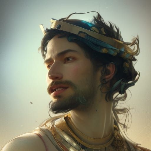 Detailed Portrait of Barinthus in Art Nouveau Style