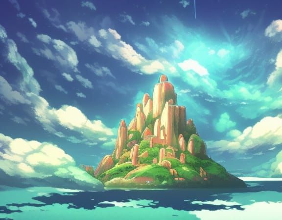 crystal islands Studio Ghibli, Anime Key Visual, Deep Color, Intricate, 8k resolution concept art, Natural Lighting, Bea...